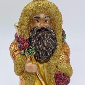 Santa Claus African American Glass Santa Christmas Ornament